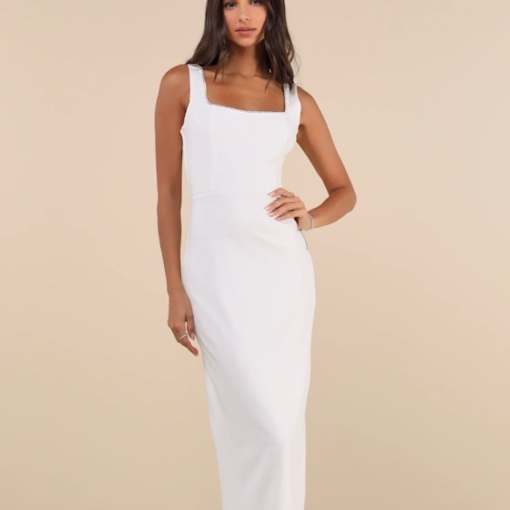 Lulu's Timeless White Rhinestone Backless Dress - Picture 2 of 5